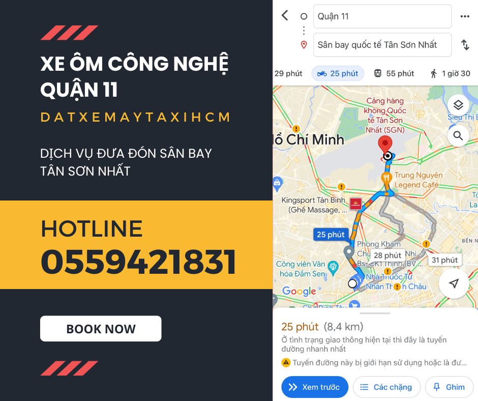 Xe ôm Quận 11 - Dịch vụ xe đưa đón sân bay Sài Gòn